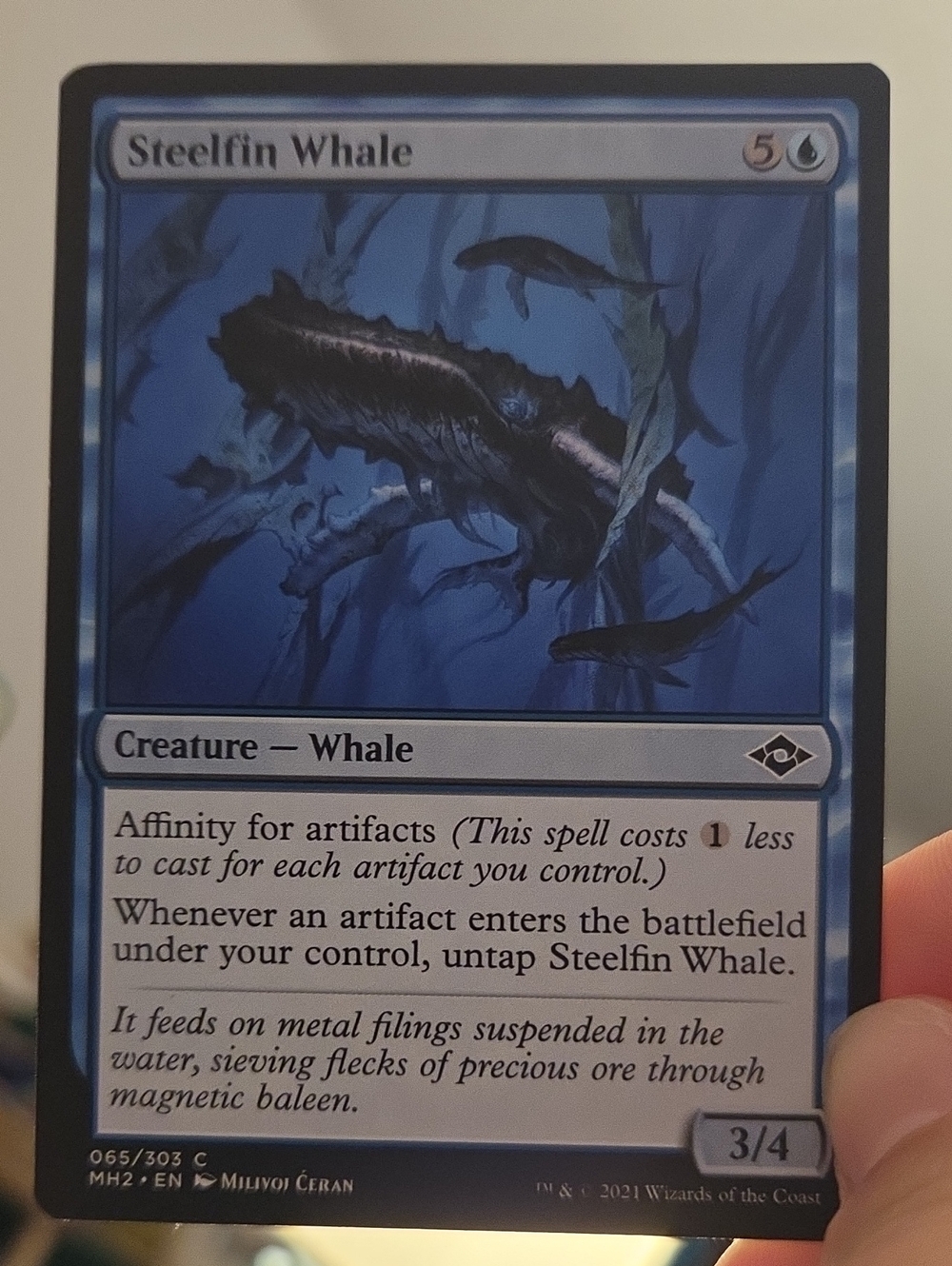 Steelfin Whale - Blue Creature Card Sleeve